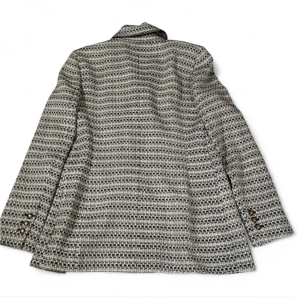 Zara Tweed Double-Breasted Blazer Gold Crest Buttons Size M Preppy‎